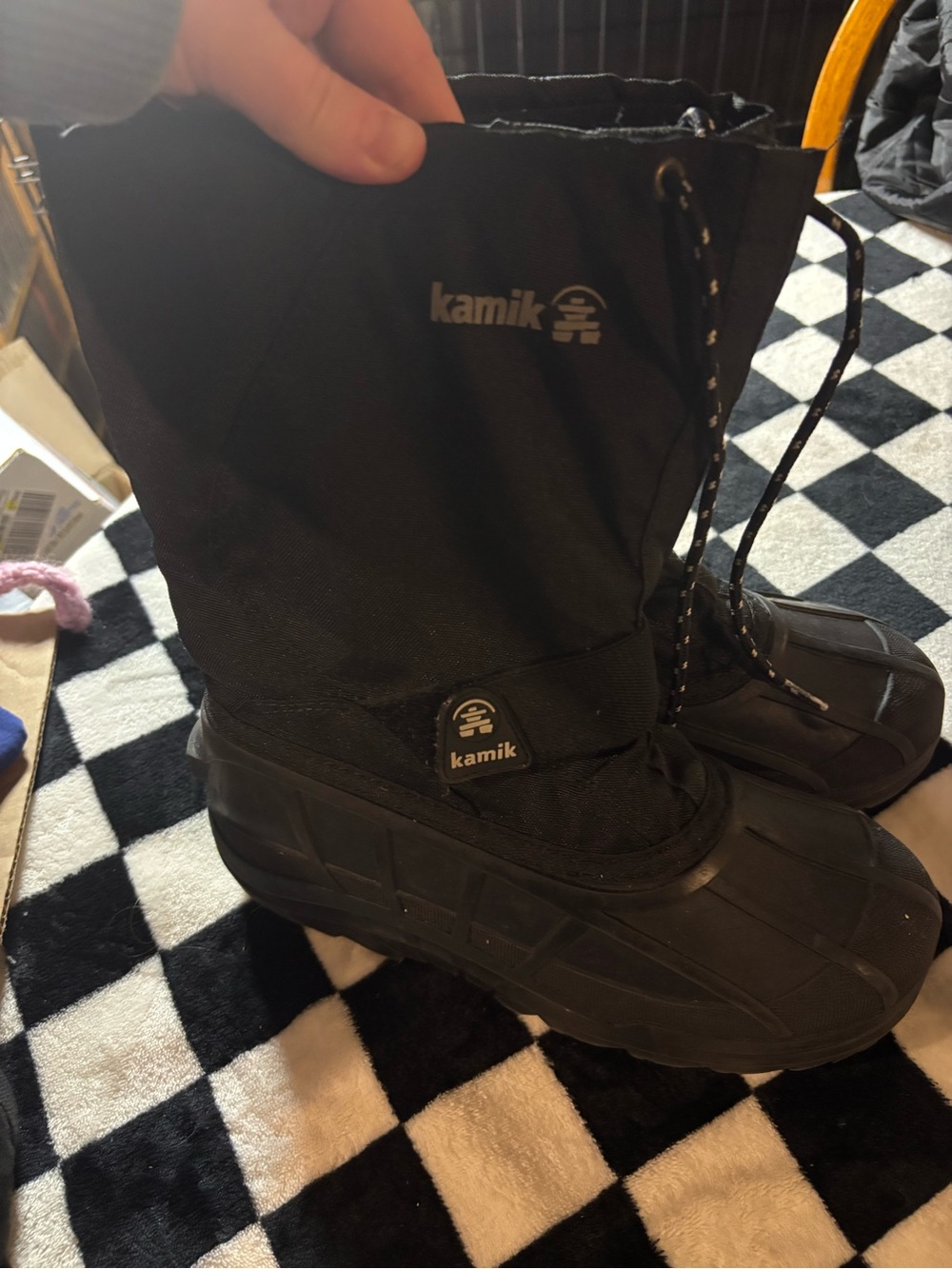 Size 5 Kamik Kids Black Snow Boots